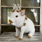 Crowned Pig Statue Shabby Chic Jeweled Pink Pig Sculpture Rhinestone Pig Décor