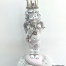 Shabby Cupid Statue Rhinestone Cherub w/ Crown Pink & White Distressed Crowned Angel Shabby Cupid Statue Rhinestone Cherub w/ Crown Pink & White Distressed Crowned Angel