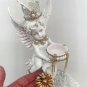 Shabby Chic Cherub w/ BEE Statue - Pink White, Rhinestone Crown, French Glam