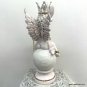 Shabby Chic Cherub w/ BEE Statue - Pink White, Rhinestone Crown, French Glam