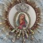 Religious Catholic Decor, Virgin Mary Cameo, Porcelain, Rhinestone Shabby French Vintage