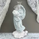 Shabby French Madonna & Child Statue, Rhinestone Crown, Pastel Virgin Mary Watercolor Catholic Decor