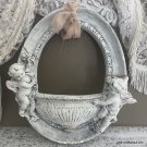 Shabby Chic Plaster Cherubs Wall Pocket Frame, Vintage Upcycled White Pink Angel Decor Shabby Chic Plaster Cherubs Wall Pocket Frame, Vintage Upcycled White Pink Angel Decor