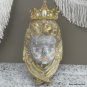 Rococo Cherub Wall Hanging with Rhinestone and Pearl Crown, Victorian Angel Decor