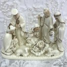 Vintage Nativity Scene, Creamy White and Gold Porcelain, Small Christmas Shelf Decor Vintage Nativity Scene, Creamy White and Gold Porcelain, Small Christmas Shelf Decor