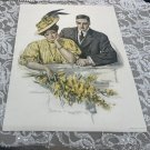 Vintage Will Grefe Calendar Print - Antique Romance Art Yellow Flowers