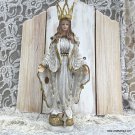 Vintage Shabby Chic Virgin Mary Statue - White Our Lady of Grace with Rhinestone Crown Vintage Shabby Chic Virgin Mary Statue - White Our Lady of Grace with Rhinestone Crown