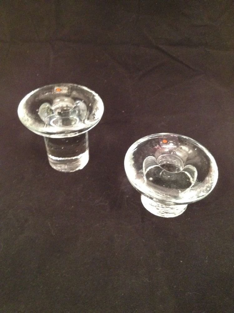 Fab Vintage Mid Century Modern Clear Glass Blenko Magic Mushroom Candle