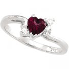 Rhodolite and Diamond Heart Ring