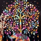 Modern Colorful Indian Elephant Tree of Life Tapestry Hippie Bedspread