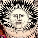 Black and White Psychedelic Sun and Moon Star Tapestry