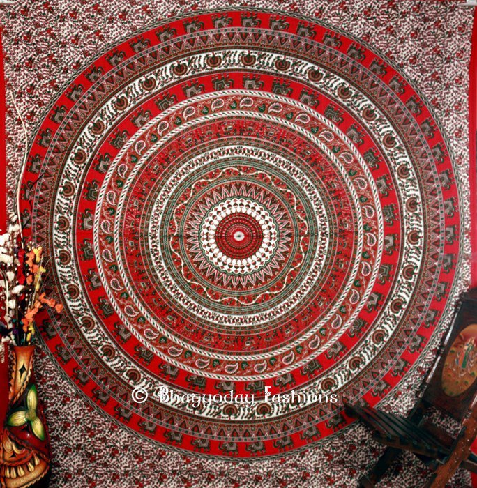 Red Handlook Peacock Boho Wall Hanging Tapestry