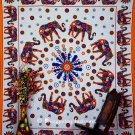 Orange Rainbow Elephant Tapestry Bedspread