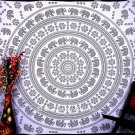Elephant Tapestry in Black and White Print