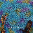 Blue Hippie Tapestry in Twin Boho Elephant Print
