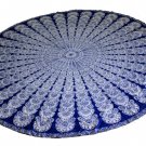 Round Mandala Tapestry Hippie Table Cloth in Blue and White