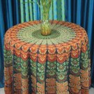 Handmade Peacock Tapestry Round Mandala Tablecloth in Green