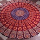 Decorative Mandala Tapestry Round Beach Throw in Red Color