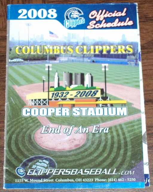 COLUMBUS CLIPPERS 2008 Pocket Schedule FINAL Season At COOPER STADIUM