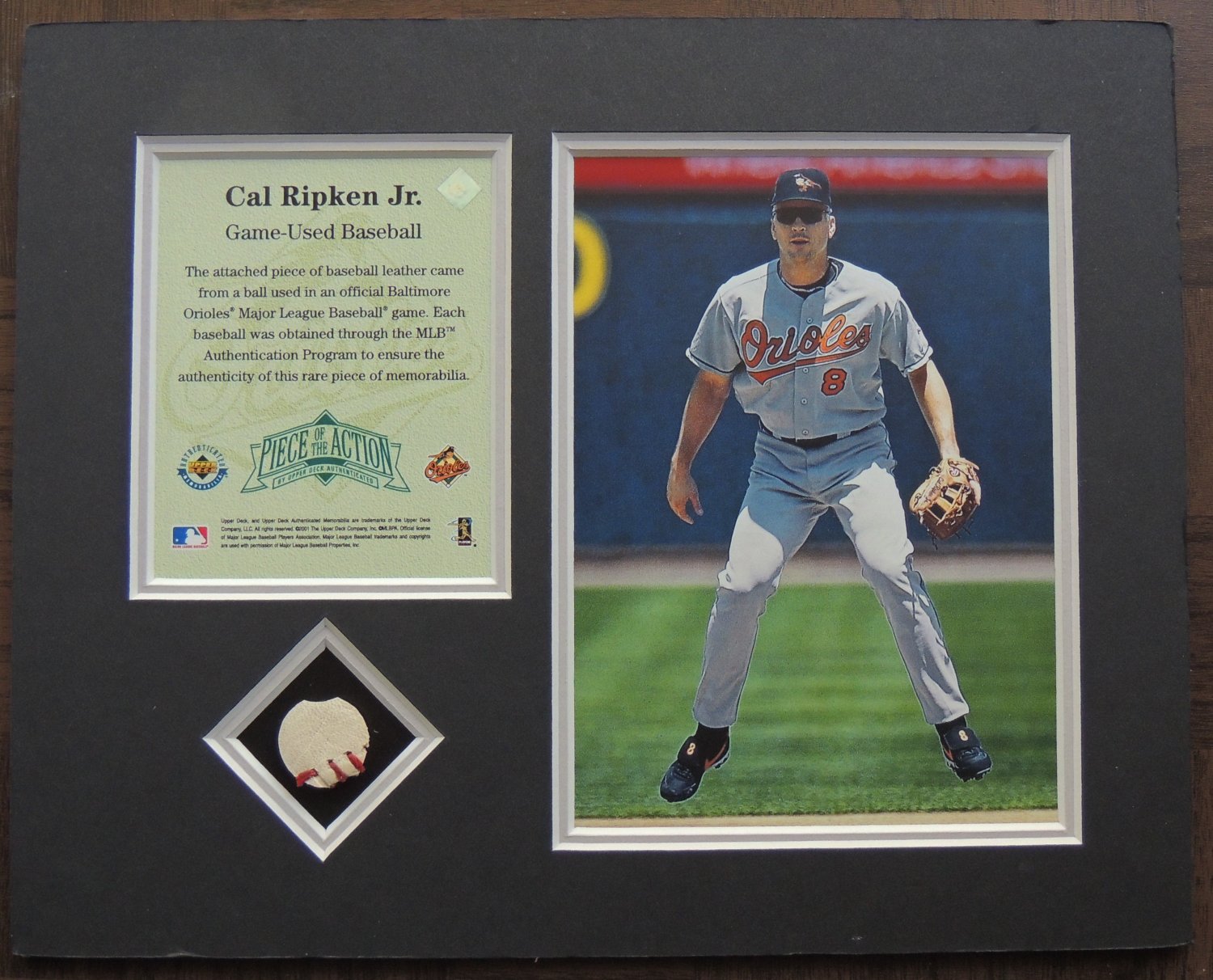 CAL RIPKEN JR 2001 Upper Deck Piece of the Action GAME USED Baseball