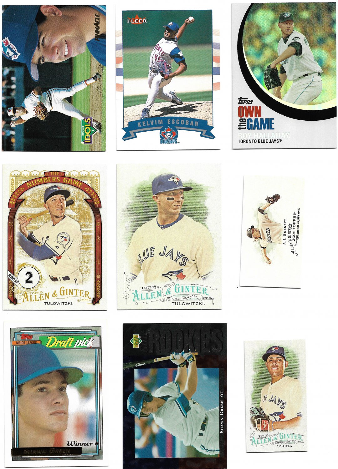 TORONTO BLUE JAYS Lot of 36 Baseball Cards FREE SHIPPING Inserts