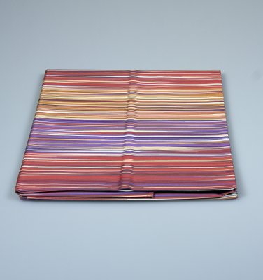Modern striped bedding set Missoni Home on shades of Orange and purple green 156
