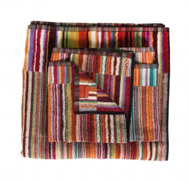 Missoni Home 2 bath towels+1bath sheet 159 Jazz orange, blue and violet