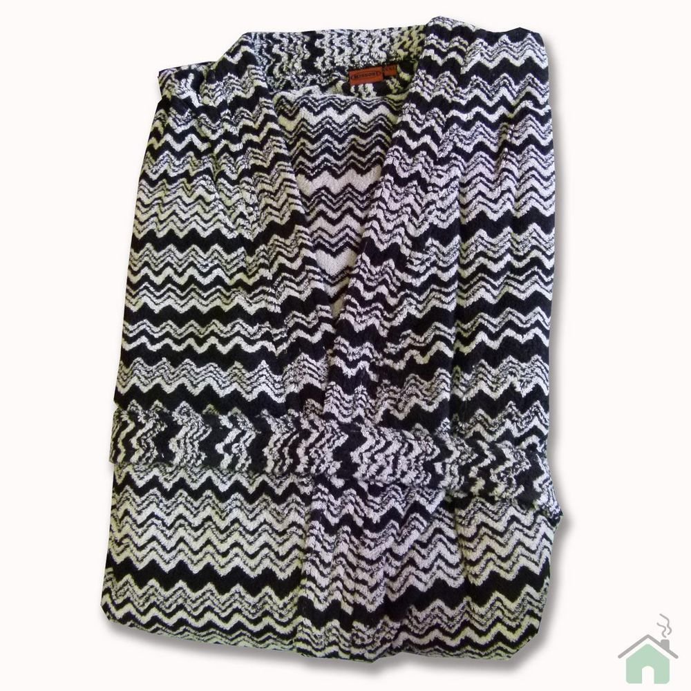Bathrobe Missoni Home GIONA chevron design Kimono pattern black and white