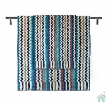 Missoni Bath Towels 5 Piece Bathroom Blue Strip Design Pattern Shower
