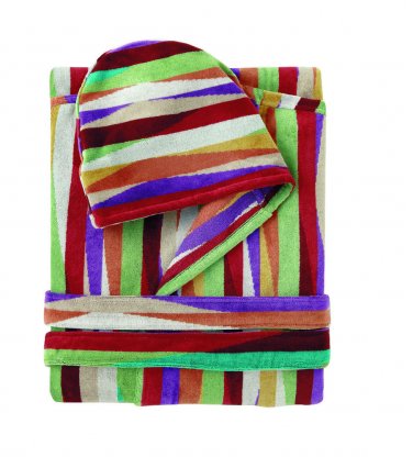 Missoni Home Bath robe with hood ROMY var. 159 on shades of pink