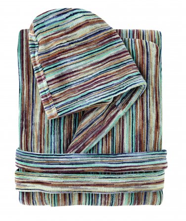 Missoni Home Bath robe with hood RONAN var. 160 on shades of green