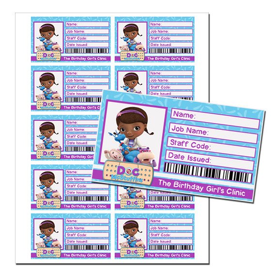 Doc McStuffins, Birthday Name Badge, Party Badge, Printable, DIY