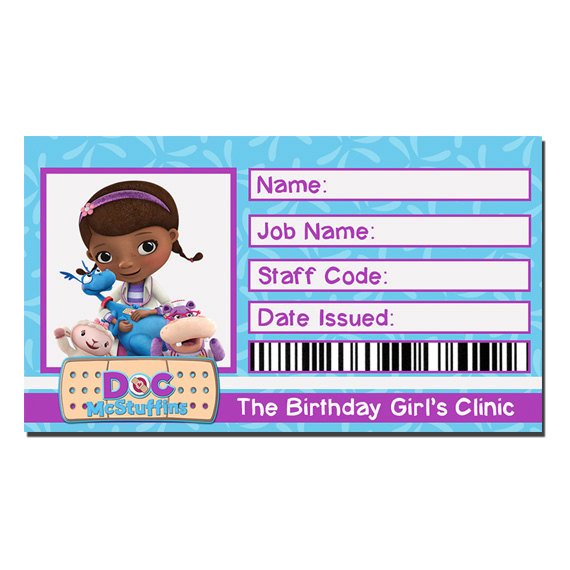 Doc McStuffins, Birthday Name Badge, Party Badge, Printable, DIY