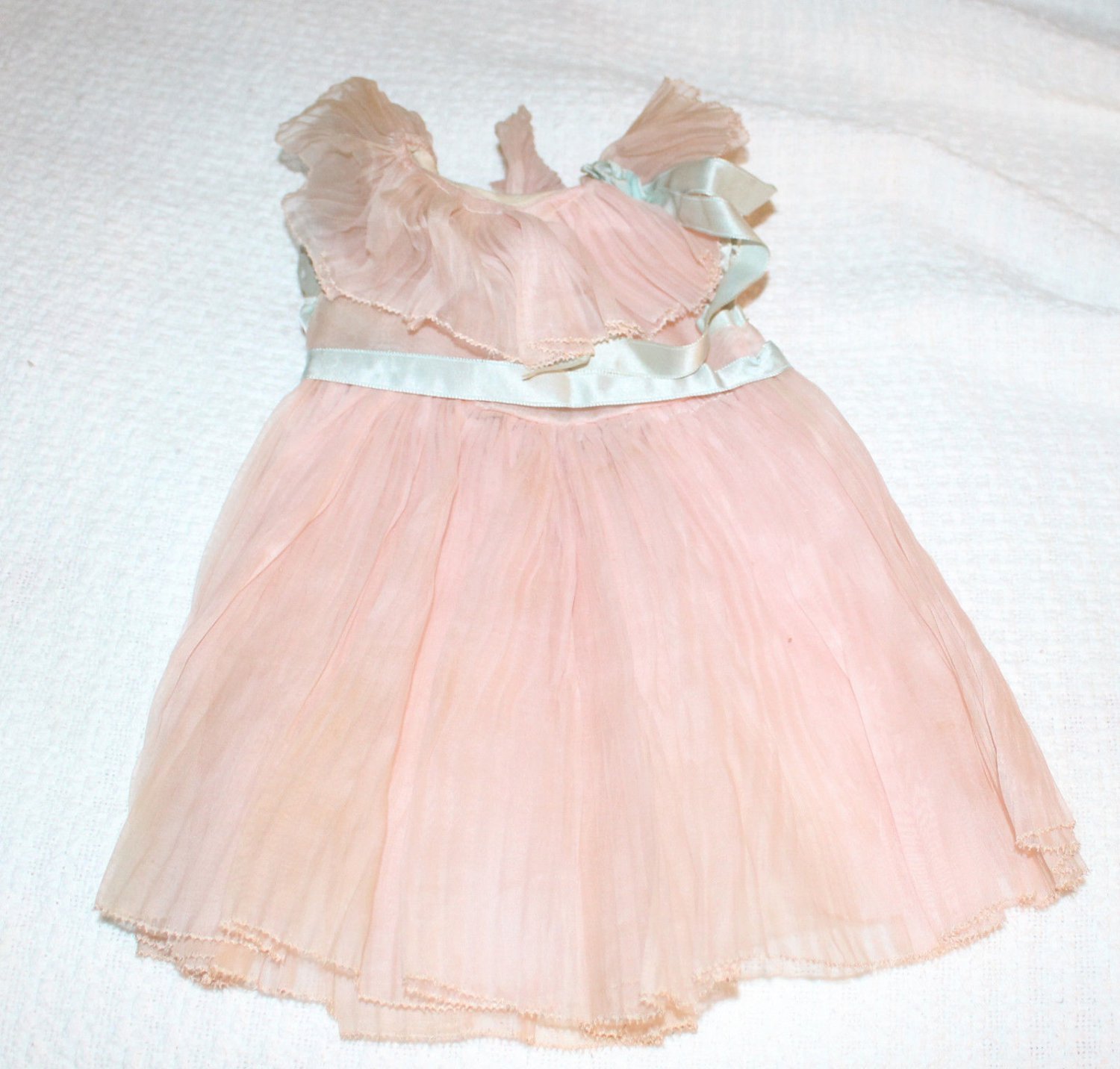 Vintage Pink Pleated Doll Dress Fits Shirley Temple