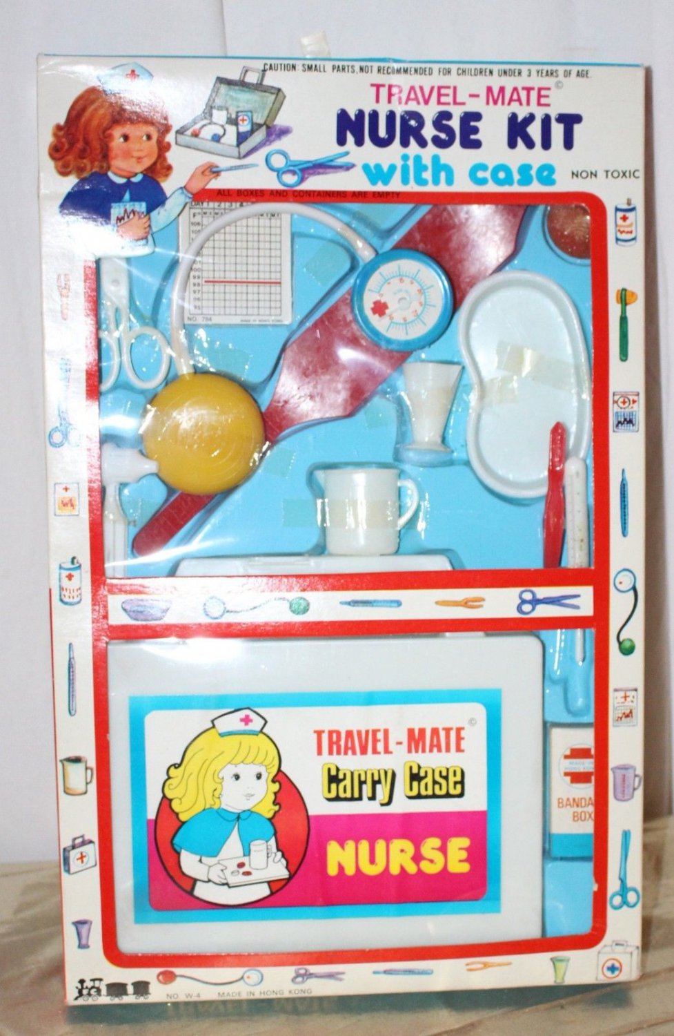 Vintage Toy Nurse Kit Plastic Case and Lots of Pieces MIB Hong Kong