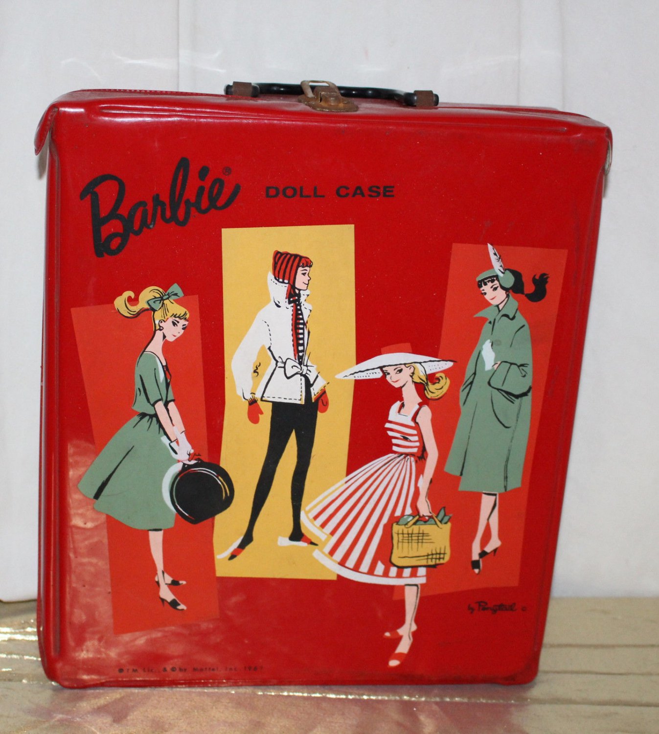 VINTAGE BARBIE CASE EMPTY RED SINGLE NICE GRAPHICS COMUTER SUBURBAN EXCELLENT