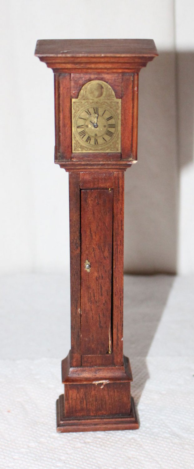 Dollhouse Miniature Grandfather Clock Hands on Face Weights Pendulum