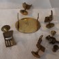Dollhouse Miniature India Brass Table Chairs and Goblets Candle Stick