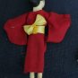 Vintage 6" Asian Japanese Doll Red Kimono Rubber Body Unusual