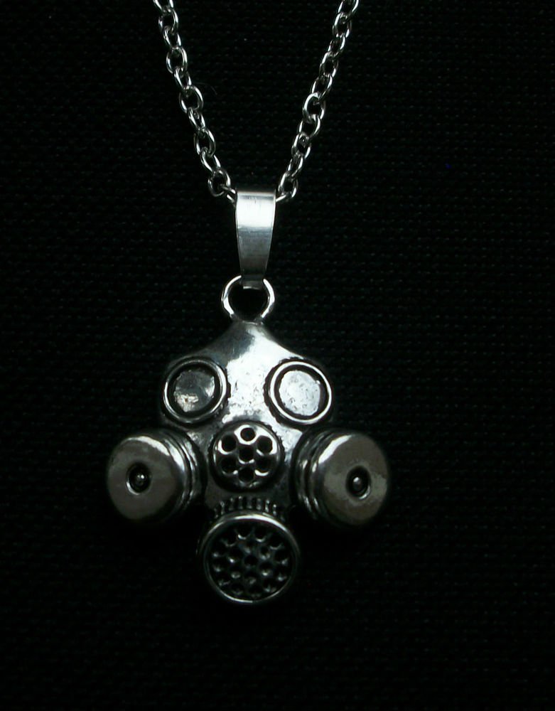 Gas Mask, Steam Punk, Bio-Hazard Zombie Goth Pendant Necklace