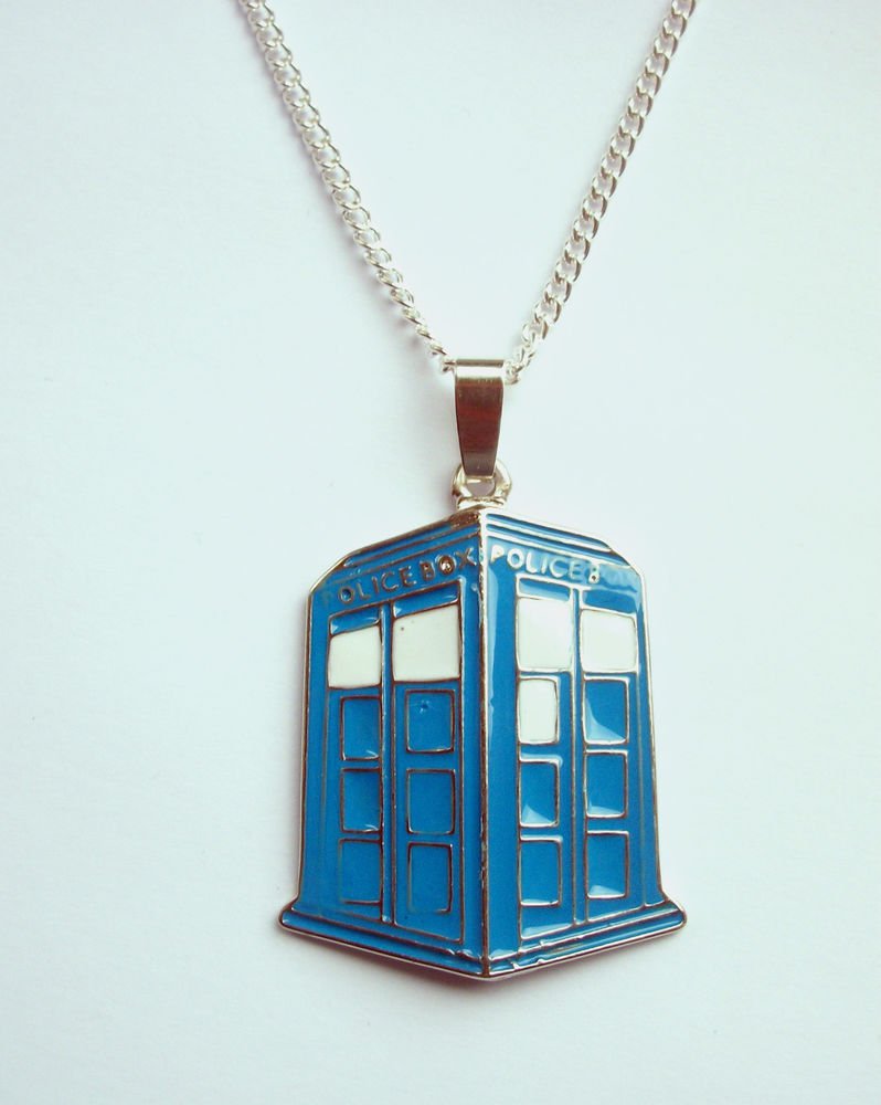 Tardis Police Box Dr Who Enamelled Metal Pendant Necklace