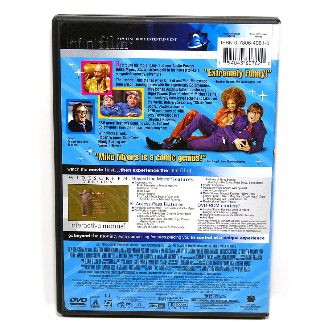 Austin Powers : Goldmember (DVD, 2002, New Line) Widescreen Infinifilm ...