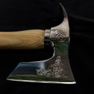 Stainless steel engraved bearded axe with adze blade polished viking style