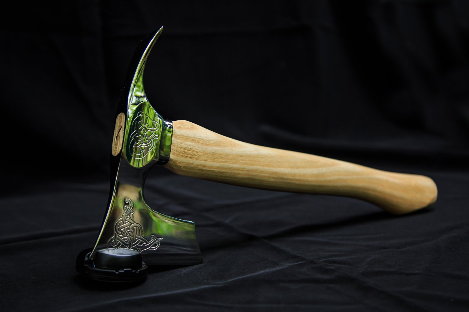 Stainless steel engraved bearded axe with adze blade polished viking style