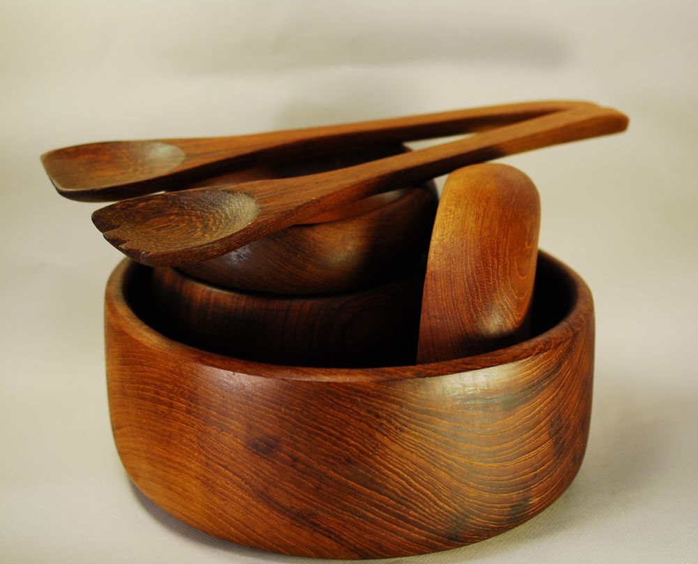 Teak Salad Bowl Set FAB Mid Century Modern Danish Goodwood Kalmar