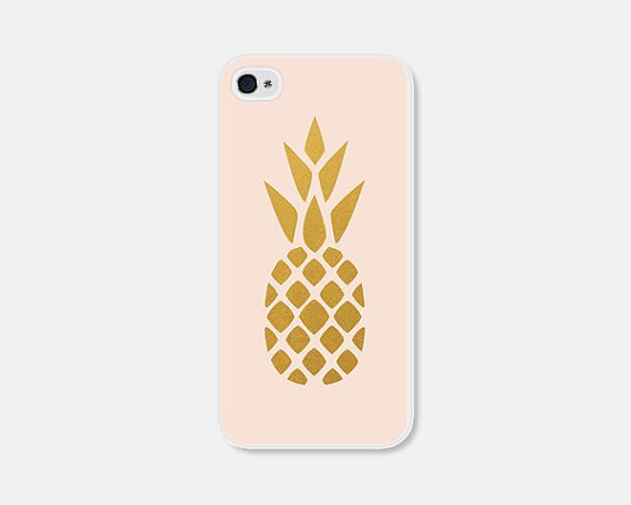 Apple iPhone 6 / 6 Plus Pineapple Fruit Pink Coral Gold Shiny Case Cover Summer