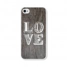 Apple iPhone 4/4S Wooden Love Letters White Lace Stencil Shiny Cover Summer