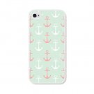Apple iPhone 5/5S/6/6 Plus, Blue Pink White Anchors Nautical Ocean Case Cover