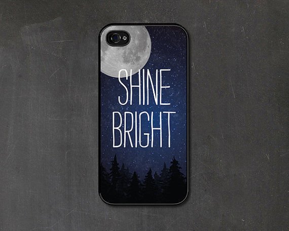 Apple iPhone 4/4S Shine Bright Moon Star Lights Blue White Nature Cover Summer