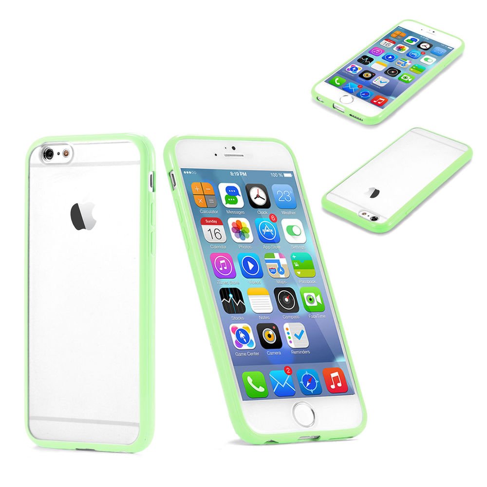 GREEN Apple iPhone 6, 6 plus Bumper TPU Bumper PC Matte Clear Back Case Cover
